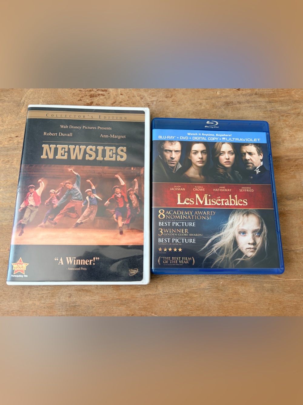 Les Misérables Blu-ray DVD + Newsies Collector’s Edition Musical Lot
